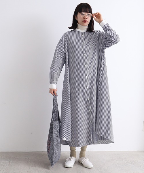 bulle de savon（ビュルデサボン）の「Basic Stand‐collar ワンピース（シャツワンピース・レディース・その他/ホワイト・FREE）」の4枚目の写真