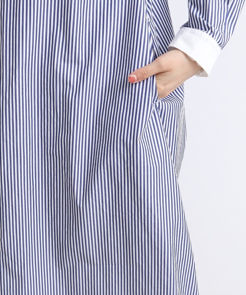 bulle de savon（ビュルデサボン）の「Basic Stand‐collar ワンピース（シャツワンピース・レディース・その他/ホワイト・FREE）」の5枚目の写真