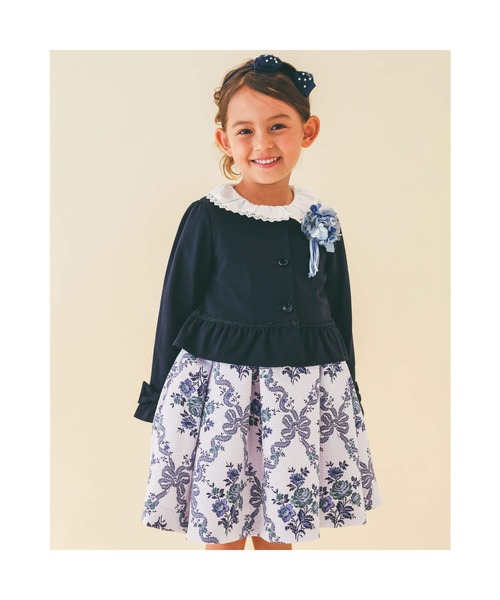 BeBe(ベベ)の「BeBe/日本製フォーマルカバリエレ・アズーロフラワープリントワンピース(110~140cm)(ドレス・キッズ・ピンク系その他/ブルー系その他・110/120/130/140)」の9枚目の写真