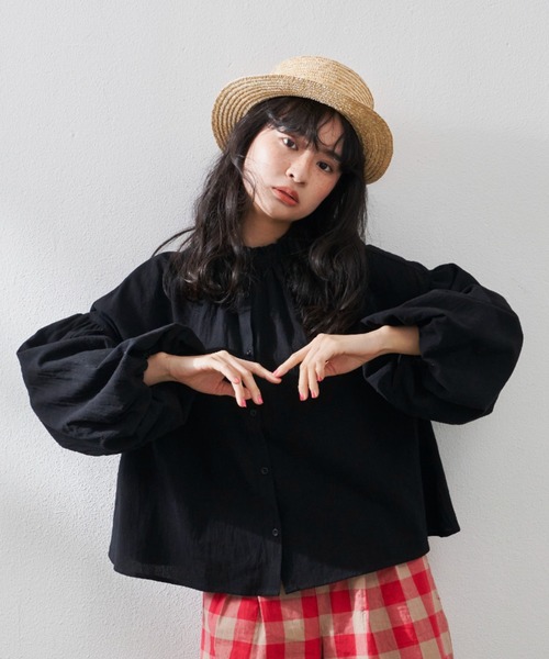 MERLOT(メルロー)の「ヴィンテージ袖バルーンブラウス(シャツ/ブラウス・レディース・ホワイト/ブラック・FREE)」の1枚目の写真