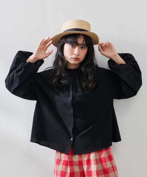 MERLOT(メルロー)の「ヴィンテージ袖バルーンブラウス(シャツ/ブラウス・レディース・ホワイト/ブラック・FREE)」の4枚目の写真