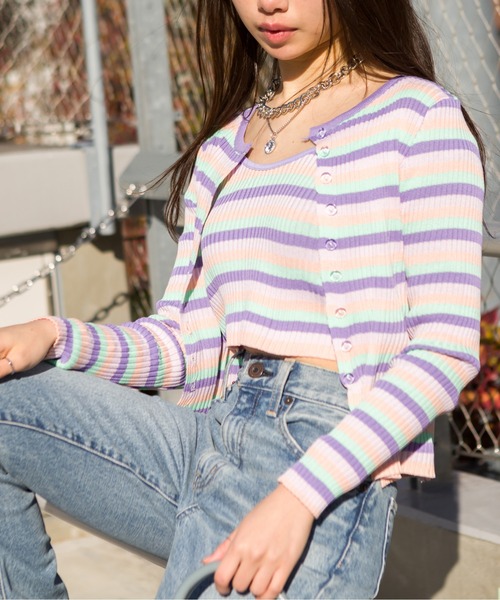 SpRay（スプレイ）の「マルチボーダーアンサンブル（アンサンブル・レディース・パープル/ブルー・FREE）」の9枚目の写真