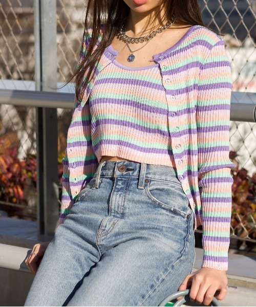 SpRay（スプレイ）の「マルチボーダーアンサンブル（アンサンブル・レディース・パープル/ブルー・FREE）」の8枚目の写真