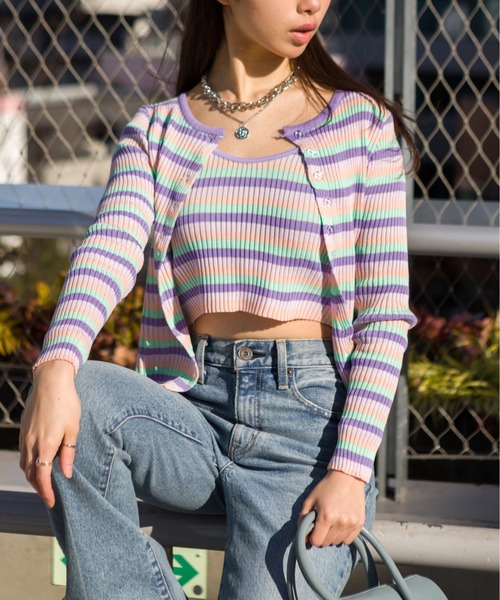 SpRay（スプレイ）の「マルチボーダーアンサンブル（アンサンブル・レディース・パープル/ブルー・FREE）」の7枚目の写真