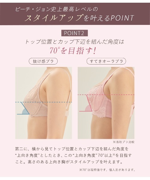 PEACH JOHN（ピーチジョン）の「【盛りブラ・脇高】【しっかり盛りたい人に】すてきオーラブラ（ブラジャー・レディース・ラベンダー/ブルー/ブラック/ピンク/アイボリー/ベージュ/ライトピンク/バイオレット・E65/D65/B70/F70/C75/C65/D75/C70/E70/D70/B65/E75/F75/B75/F65）」の16枚目の写真