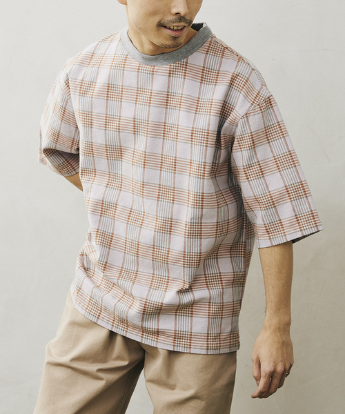 JOURNAL STANDARD relume（ジャーナルスタンダード　レリューム）の「CHECK TEE（Tシャツ/カットソー・メンズ・ブルー/パープル/ネイビー/グリーン・LARGE/MEDIUM）」の4枚目の写真