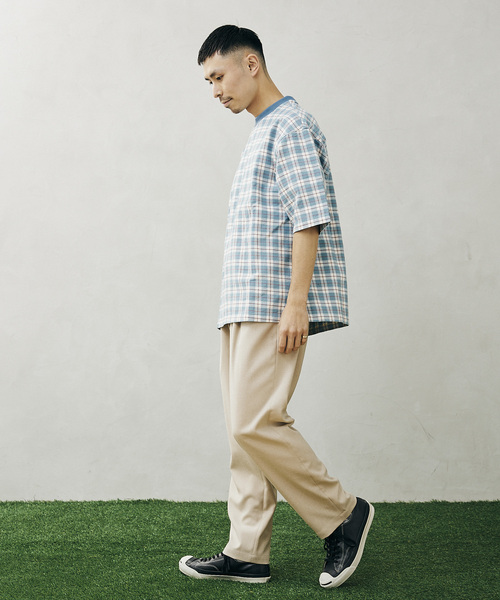 JOURNAL STANDARD relume（ジャーナルスタンダード　レリューム）の「CHECK TEE（Tシャツ/カットソー・メンズ・ブルー/パープル/ネイビー/グリーン・LARGE/MEDIUM）」の9枚目の写真