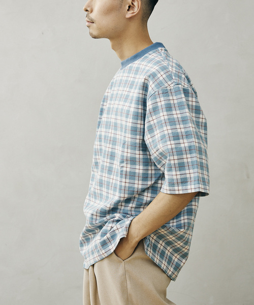 JOURNAL STANDARD relume（ジャーナルスタンダード　レリューム）の「CHECK TEE（Tシャツ/カットソー・メンズ・ブルー/パープル/ネイビー/グリーン・LARGE/MEDIUM）」の14枚目の写真