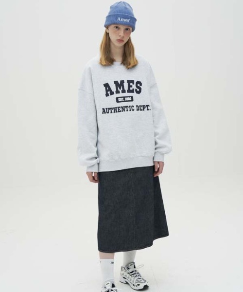 AMESWORLDWIDE（アメスワールドワイド）の「【AMESWORLDWIDE 】オーセンティック ロゴスウェットシャツ / AUTHENTIC LOGO SWEATSHIRTS（スウェット・レディース・ネイビー/グレー・MEDIUM/LARGE）」の3枚目の写真