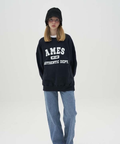 AMESWORLDWIDE（アメスワールドワイド）の「【AMESWORLDWIDE 】オーセンティック ロゴスウェットシャツ / AUTHENTIC LOGO SWEATSHIRTS（スウェット・レディース・ネイビー/グレー・MEDIUM/LARGE）」の9枚目の写真
