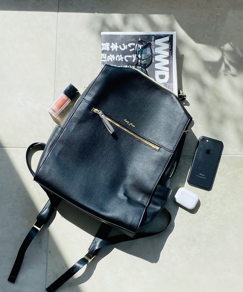 Legato Largo(レガートラルゴ)の「Legato Largo/ レガートラルゴ / PC収納 フェイクレザー バックパック リュック LG-E1312(バックパック/リュック・レディース・ブラック/キャメル/オリーブ/ネイビー/ブラウン/ライトグレー・ONESIZE)」の21枚目の写真