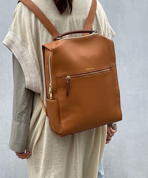 Legato Largo(レガートラルゴ)の「Legato Largo/ レガートラルゴ / PC収納 フェイクレザー バックパック リュック LG-E1312(バックパック/リュック・レディース・ブラック/キャメル/オリーブ/ネイビー/ブラウン/ライトグレー・ONESIZE)」の17枚目の写真