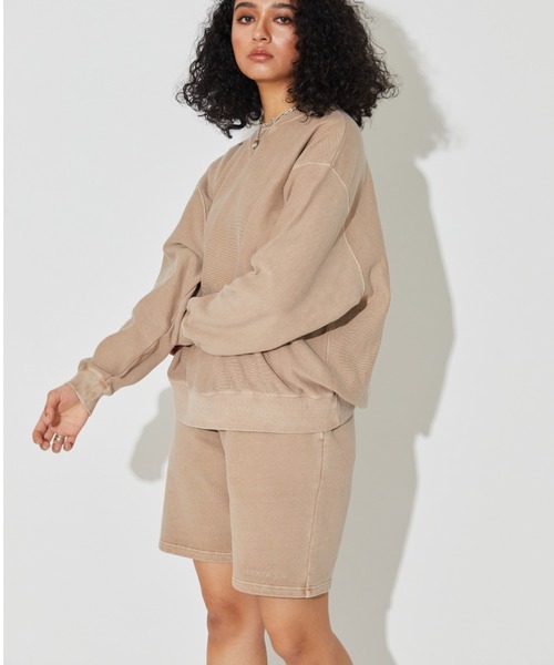 ALEXIA STAM（アリシアスタン）の「Logo Pigment Dyed Sweatshirt/ロゴピグメントダイスウェットシャツ（スウェット・レディース・チャコールグレー/モカ/グレイッシュベージュ・FREE）」の9枚目の写真