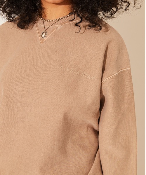 ALEXIA STAM（アリシアスタン）の「Logo Pigment Dyed Sweatshirt/ロゴピグメントダイスウェットシャツ（スウェット・レディース・チャコールグレー/モカ/グレイッシュベージュ・FREE）」の10枚目の写真