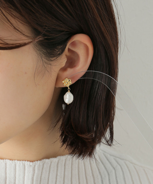 La TOTALITE(ラトータリテ)の「【CRISTINA JUNQUERO/クリスティーナ フンケロ】パール*フラワーモチーフピアス(ピアス(両耳用)・レディース・ゴールド・FREE)」の7枚目の写真