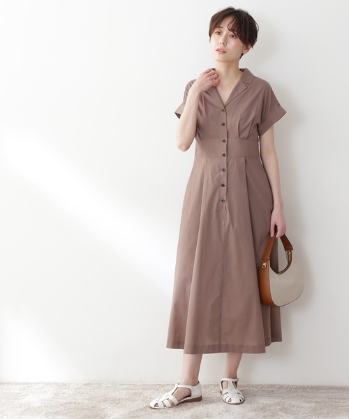 N.（N. Natural Beauty Basic）（エヌエヌナチュラルビューティーベーシック）の「【S Size Line】◆コットンローン開襟ハイウエストワンピース（ワンピース・レディース・モカ/チャコールグレー/ブルー/グリーン・SMALL/MEDIUM）」の12枚目の写真
