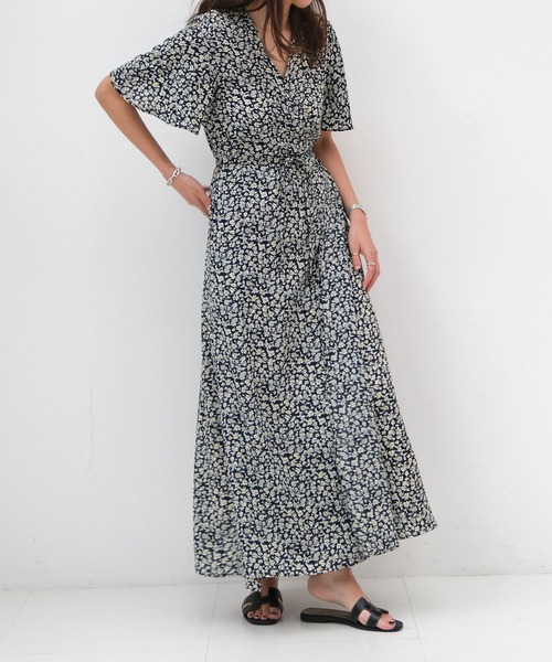 AKTE（アクテ）の「ハーフスリーブラップロングワンピース（ワンピース  