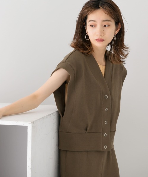 KBF（ケイビーエフ）の「リブカットソーショートベスト（Tシャツ/カットソー・レディース・ブルー/ブラウン/ブラック・ONE）」の6枚目の写真