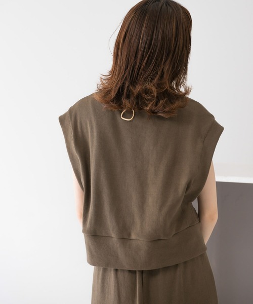 KBF（ケイビーエフ）の「リブカットソーショートベスト（Tシャツ/カットソー・レディース・ブルー/ブラウン/ブラック・ONE）」の9枚目の写真