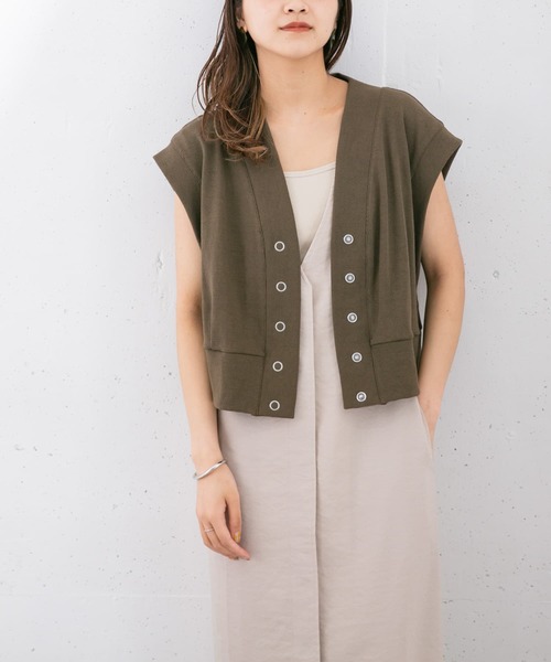 KBF（ケイビーエフ）の「リブカットソーショートベスト（Tシャツ/カットソー・レディース・ブルー/ブラウン/ブラック・ONE）」の12枚目の写真