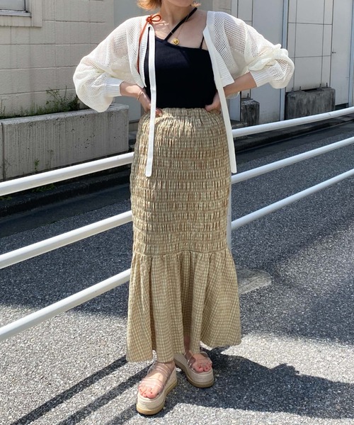 archives（アルシーヴ）の「メッシュ編みボレロカーディガン（カーディガン/ボレロ・レディース・ブラック/ベージュ/オフホワイト/イエロー/ブルー/オレンジ・MEDIUM）」の10枚目の写真