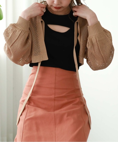 archives（アルシーヴ）の「メッシュ編みボレロカーディガン（カーディガン/ボレロ・レディース・ブラック/ベージュ/オフホワイト/イエロー/ブルー/オレンジ・MEDIUM）」の13枚目の写真