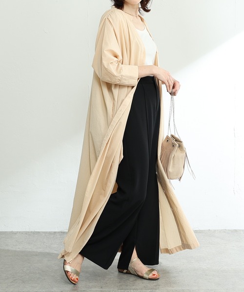 COLLAGE GALLARDAGALANTE（コラージュガリャルダガランテ）の「2WAY/バサッと羽織れる、リラックシーな１枚/シャツワンピース（シャツワンピース・レディース・ベージュ/ピンク/チャコールグレー・FREE）」の8枚目の写真