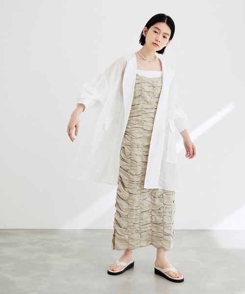 ADAM ET ROPE'(アダムエロペ)の「ビッグポケットガウン(カーディガン/ボレロ・レディース・ブラック/サックスブルー/ホワイト・FREE)」の10枚目の写真