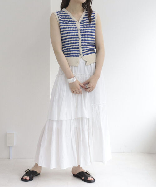 fredy emue（フレディエミュ）の「リンクスボーダー 前開きニットベスト（ベスト・レディース・ブルー系その他/グリーン系その他/ベージュ系その他・38）」の4枚目の写真