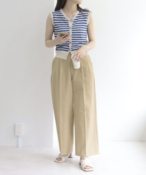 fredy emue（フレディエミュ）の「リンクスボーダー 前開きニットベスト（ベスト・レディース・ブルー系その他/グリーン系その他/ベージュ系その他・38）」の8枚目の写真