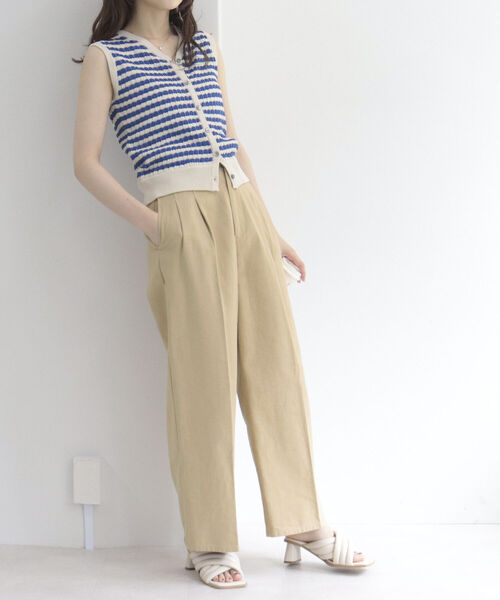 fredy emue（フレディエミュ）の「リンクスボーダー 前開きニットベスト（ベスト・レディース・ブルー系その他/グリーン系その他/ベージュ系その他・38）」の5枚目の写真