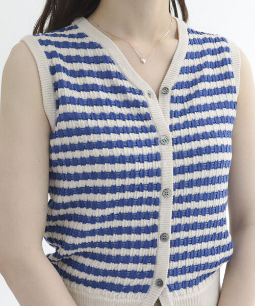 fredy emue（フレディエミュ）の「リンクスボーダー 前開きニットベスト（ベスト・レディース・ブルー系その他/グリーン系その他/ベージュ系その他・38）」の12枚目の写真