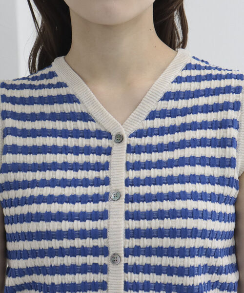 fredy emue（フレディエミュ）の「リンクスボーダー 前開きニットベスト（ベスト・レディース・ブルー系その他/グリーン系その他/ベージュ系その他・38）」の14枚目の写真