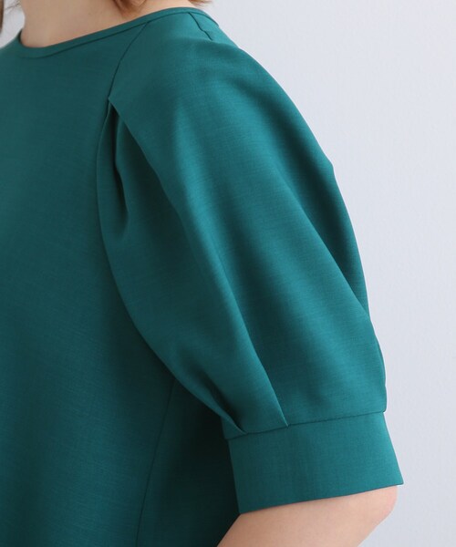 【洗える/UVケア/SETUP可能】ボリュームラグランスリーブ5分袖ブラウス