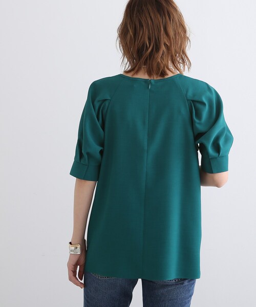 【洗える/UVケア/SETUP可能】ボリュームラグランスリーブ5分袖ブラウス