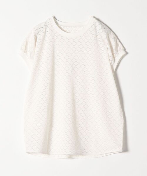 SHIPS any(シップス エニィ)の「SHIPS any:〈ウォッシャブル〉パフスリーブ ラウンドヘム TEE◇(Tシャツ/カットソー・レディース・ホワイト/ネイビー/オフホワイト・ONE SIZE)」の4枚目の写真
