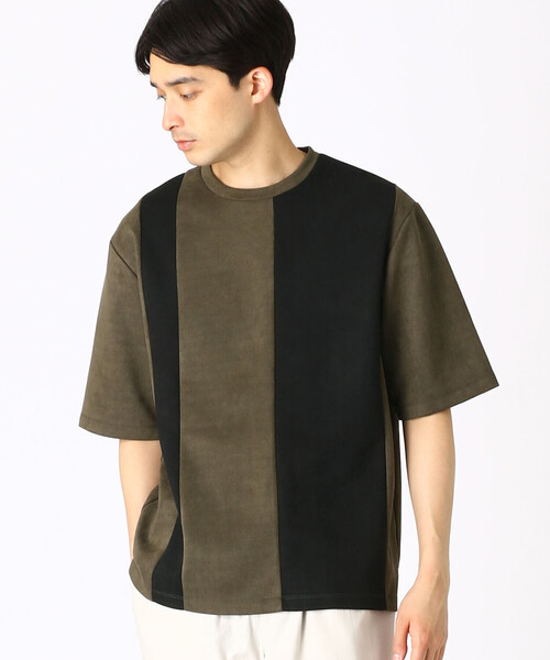 COMME CA ISM(コムサイズム)の「フェイクスエード 5分袖Tシャツ(Tシャツ/カットソー・メンズ・カーキ/グレー/ベージュ・MEDIUM/LARGE)」の3枚目の写真