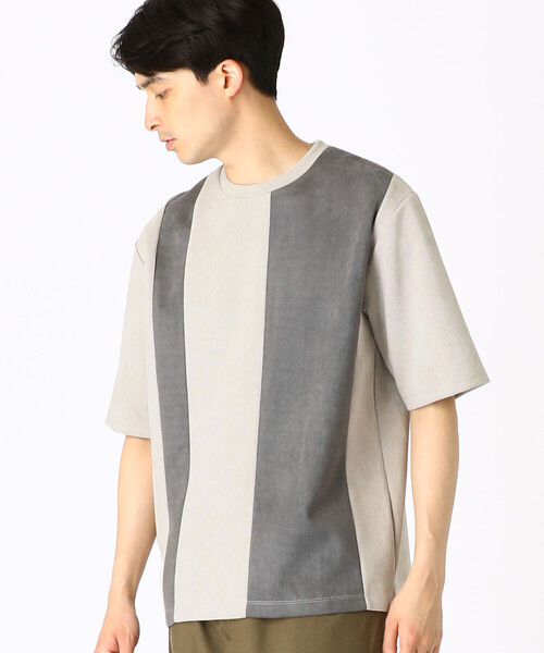 COMME CA ISM(コムサイズム)の「フェイクスエード 5分袖Tシャツ(Tシャツ/カットソー・メンズ・カーキ/グレー/ベージュ・MEDIUM/LARGE)」の5枚目の写真