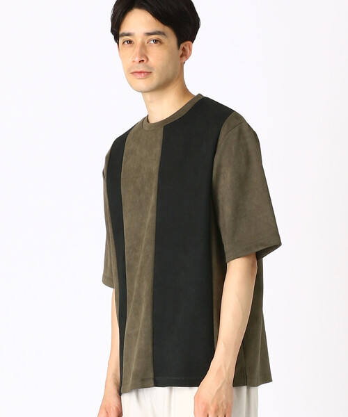 COMME CA ISM(コムサイズム)の「フェイクスエード 5分袖Tシャツ(Tシャツ/カットソー・メンズ・カーキ/グレー/ベージュ・MEDIUM/LARGE)」の9枚目の写真