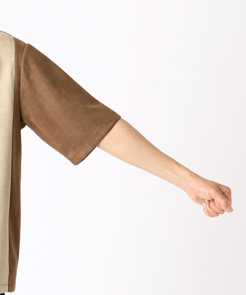 COMME CA ISM(コムサイズム)の「フェイクスエード 5分袖Tシャツ(Tシャツ/カットソー・メンズ・カーキ/グレー/ベージュ・MEDIUM/LARGE)」の15枚目の写真