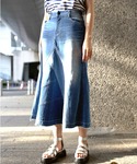 AVIREX | 【直営店限定】REMAKE STRECH DENIM NAVY SKIRT/ リメイクストレッチデニムスカート(牛仔裙)