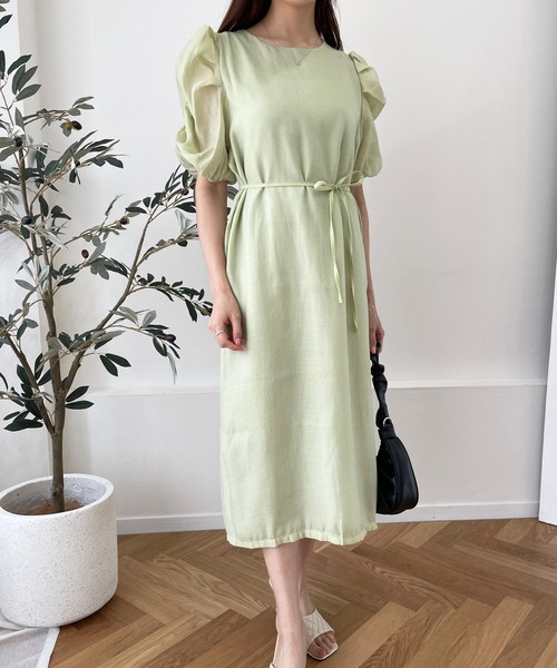 Lamoa(ラモア)の「Lamoa/パフスリーブ シアーワンピース(ワンピース・レディース・アイボリー/グリーン/ブルー・FREE)」の2枚目の写真