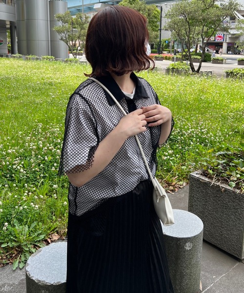 kutir（クティール）の「メッシュポロトップス（ポロシャツ・レディース・ブラック/カーキ/ピンク/アイボリー・FREE）」の22枚目の写真