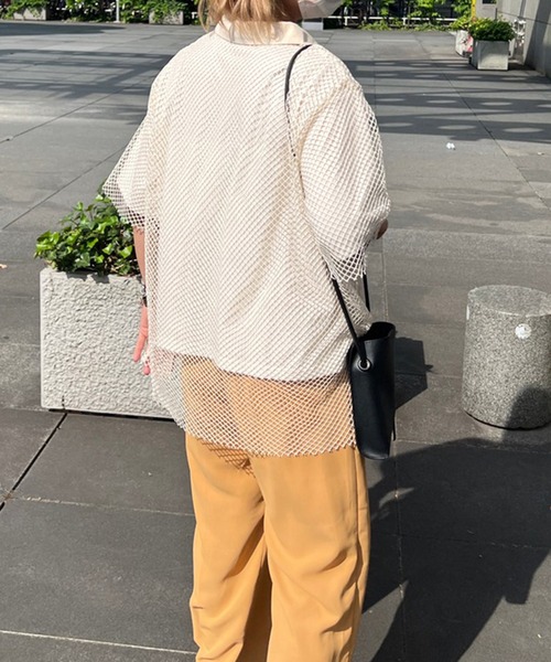 kutir（クティール）の「メッシュポロトップス（ポロシャツ・レディース・ブラック/カーキ/ピンク/アイボリー・FREE）」の16枚目の写真