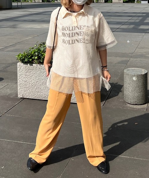 kutir（クティール）の「メッシュポロトップス（ポロシャツ・レディース・ブラック/カーキ/ピンク/アイボリー・FREE）」の18枚目の写真