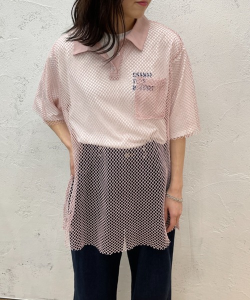 kutir（クティール）の「メッシュポロトップス（ポロシャツ・レディース・ブラック/カーキ/ピンク/アイボリー・FREE）」の13枚目の写真