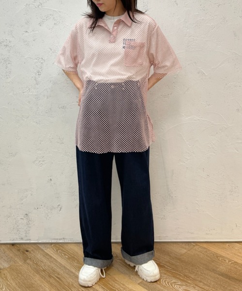 kutir（クティール）の「メッシュポロトップス（ポロシャツ・レディース・ブラック/カーキ/ピンク/アイボリー・FREE）」の14枚目の写真