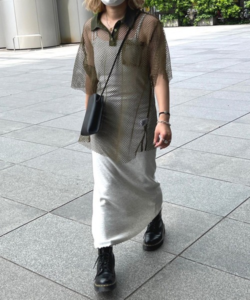 kutir（クティール）の「メッシュポロトップス（ポロシャツ・レディース・ブラック/カーキ/ピンク/アイボリー・FREE）」の9枚目の写真