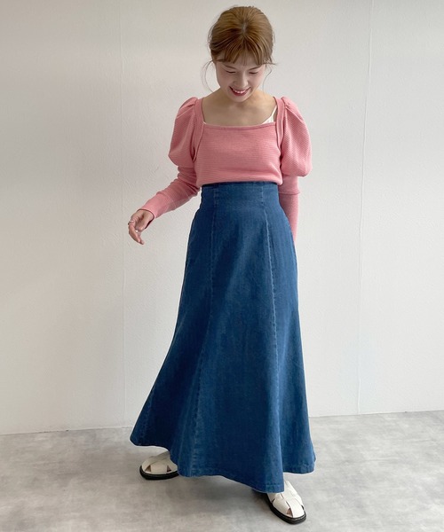 w closet（ダブルクローゼット）の「デニムマーメイドスカート（デニムスカート・レディース・ブラック/ブルー・FREE）」の3枚目の写真