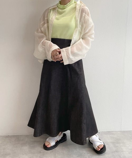 w closet（ダブルクローゼット）の「デニムマーメイドスカート（デニムスカート・レディース・ブラック/ブルー・FREE）」の21枚目の写真